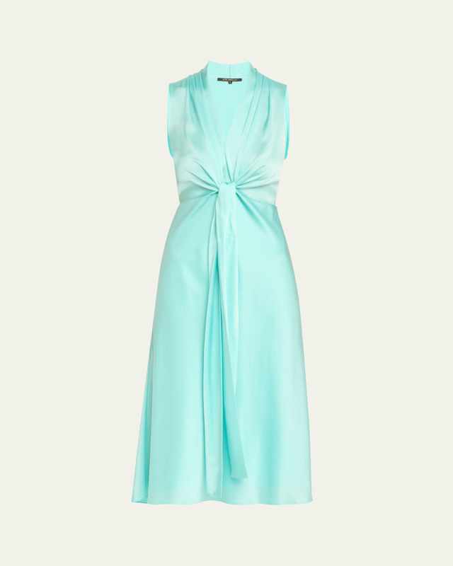 Jane Sleeveless Crossover Sateen Midi Dress